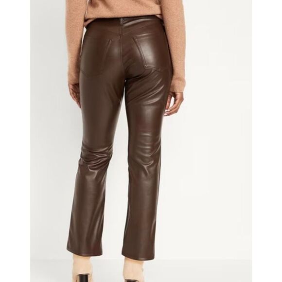Old Navy high rise bootcut brown faux leather pants 0 - Picture 14 of 14